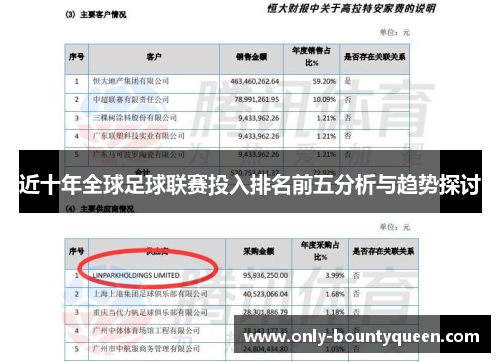 近十年全球足球联赛投入排名前五分析与趋势探讨