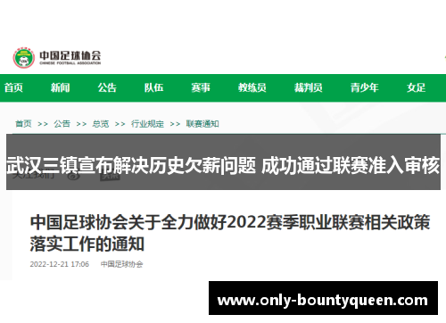 武汉三镇宣布解决历史欠薪问题 成功通过联赛准入审核 武汉三镇宣布解决历史欠薪问题 成功通过联赛准入审核